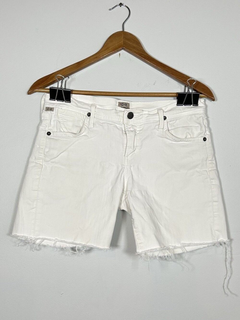 Citizens of Humanity Dani Cropped Straight Cutoff‎ Shorts White 28 Mid Rise 6